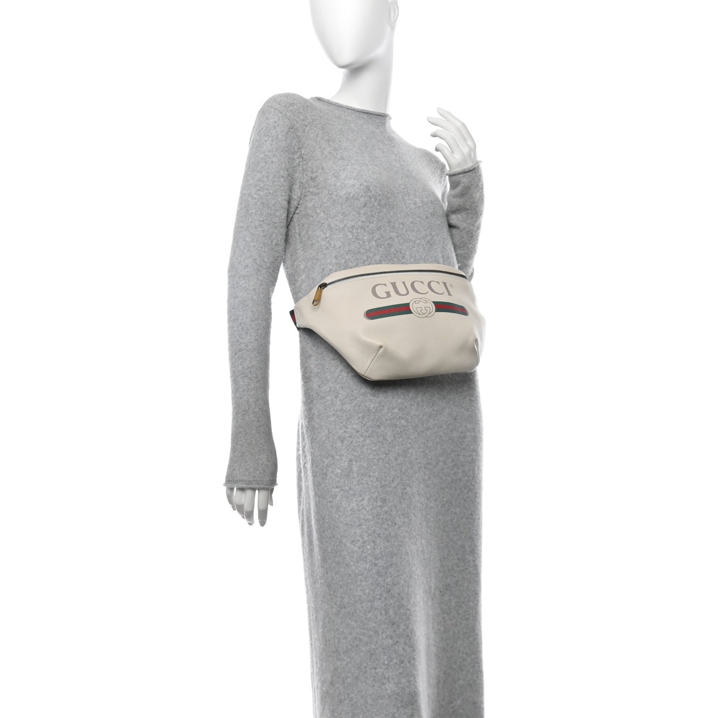 Grained Calfskin Logo Belt Bag White