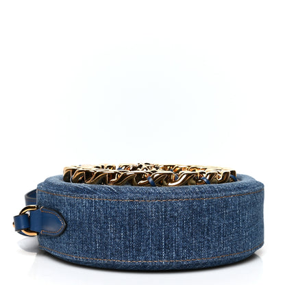 Versace Denim Mini La Medusa Chain Round Crossbody Bag Navy Blue 4 of 9