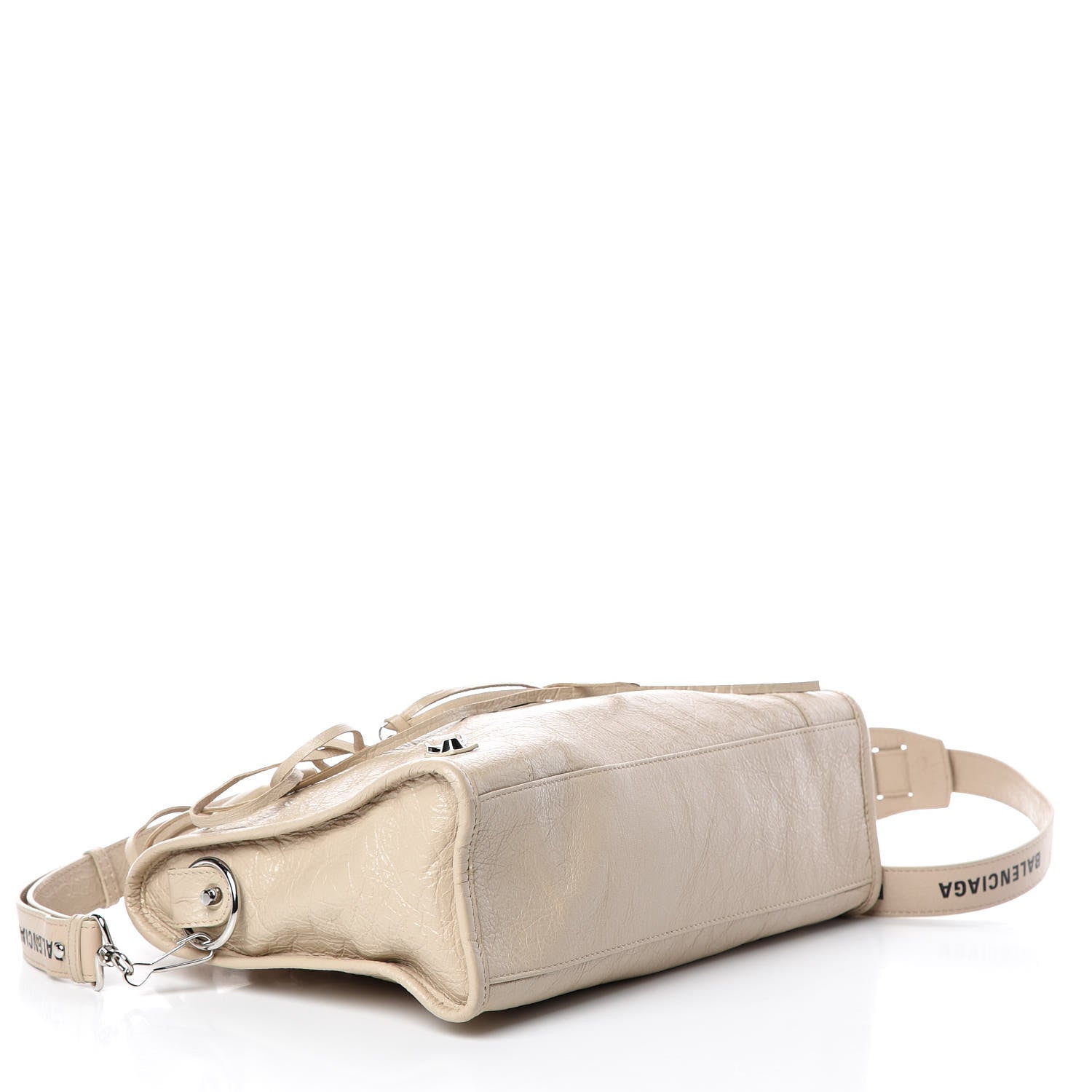 Balenciaga Agneau Classic Silver Hardware S City Logo Strap Light Beige Black 5 of 9