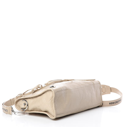 Balenciaga Agneau Classic Silver Hardware S City Logo Strap Light Beige Black 5 of 12