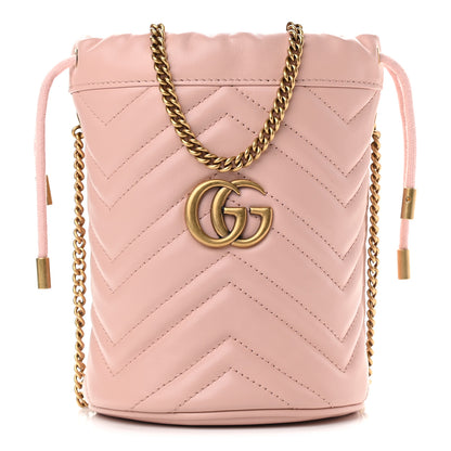 Gucci Calfskin Matelasse Mini GG Marmont 2.0 Bucket Bag Perfect Pink 1 of 8