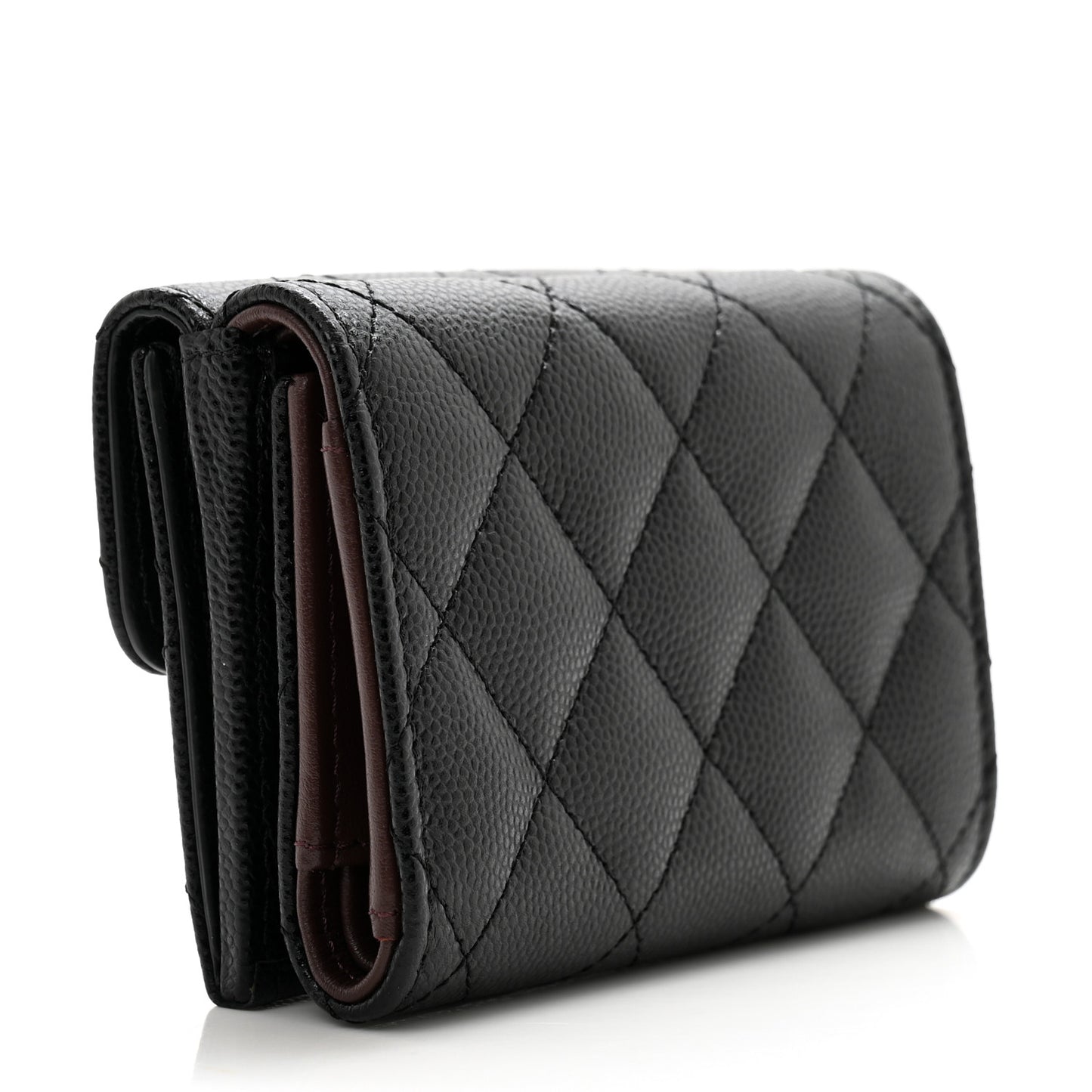 Caviar Quilted Double Flap Wallet Black