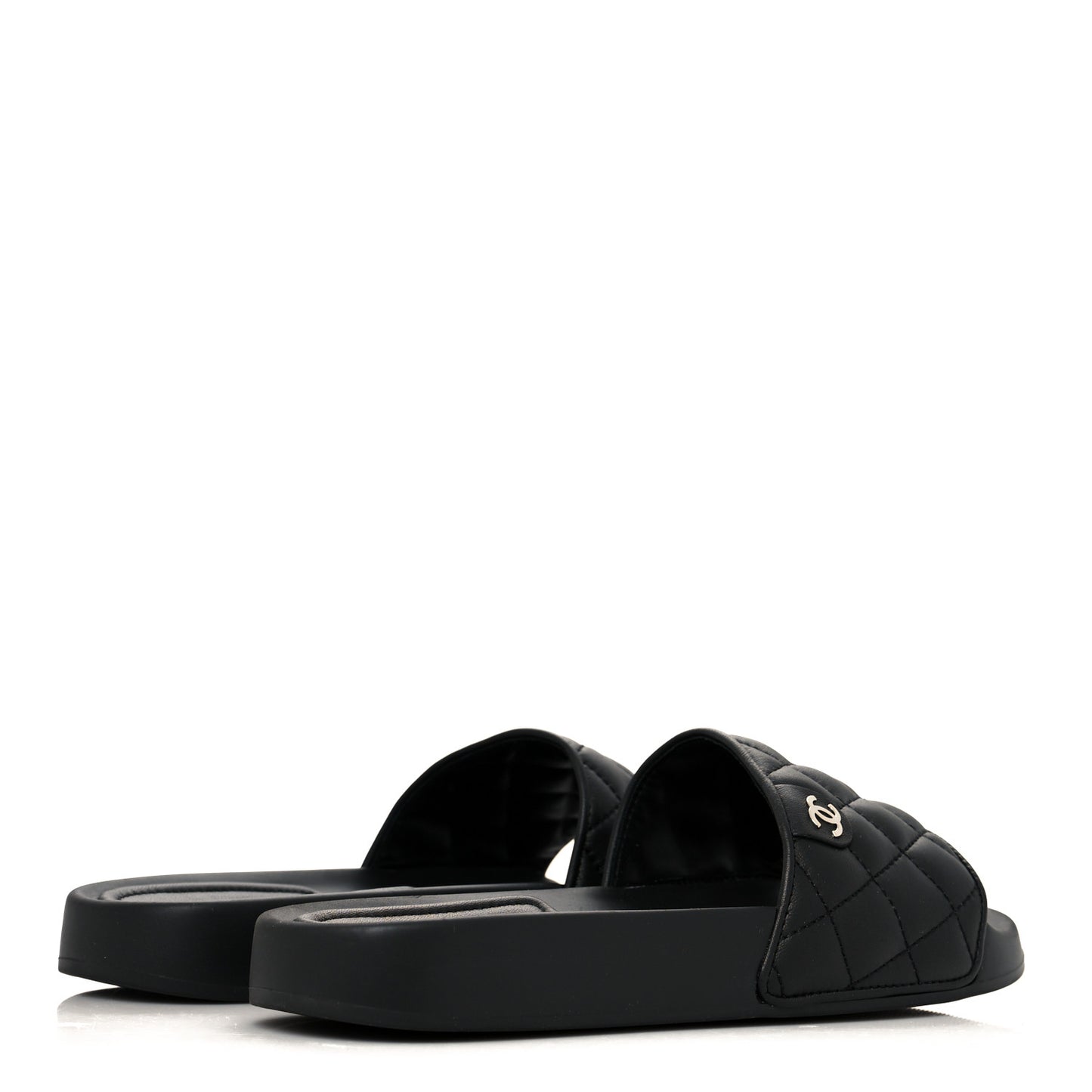 Lambskin Quilted CC Mules Sandals 37 Black