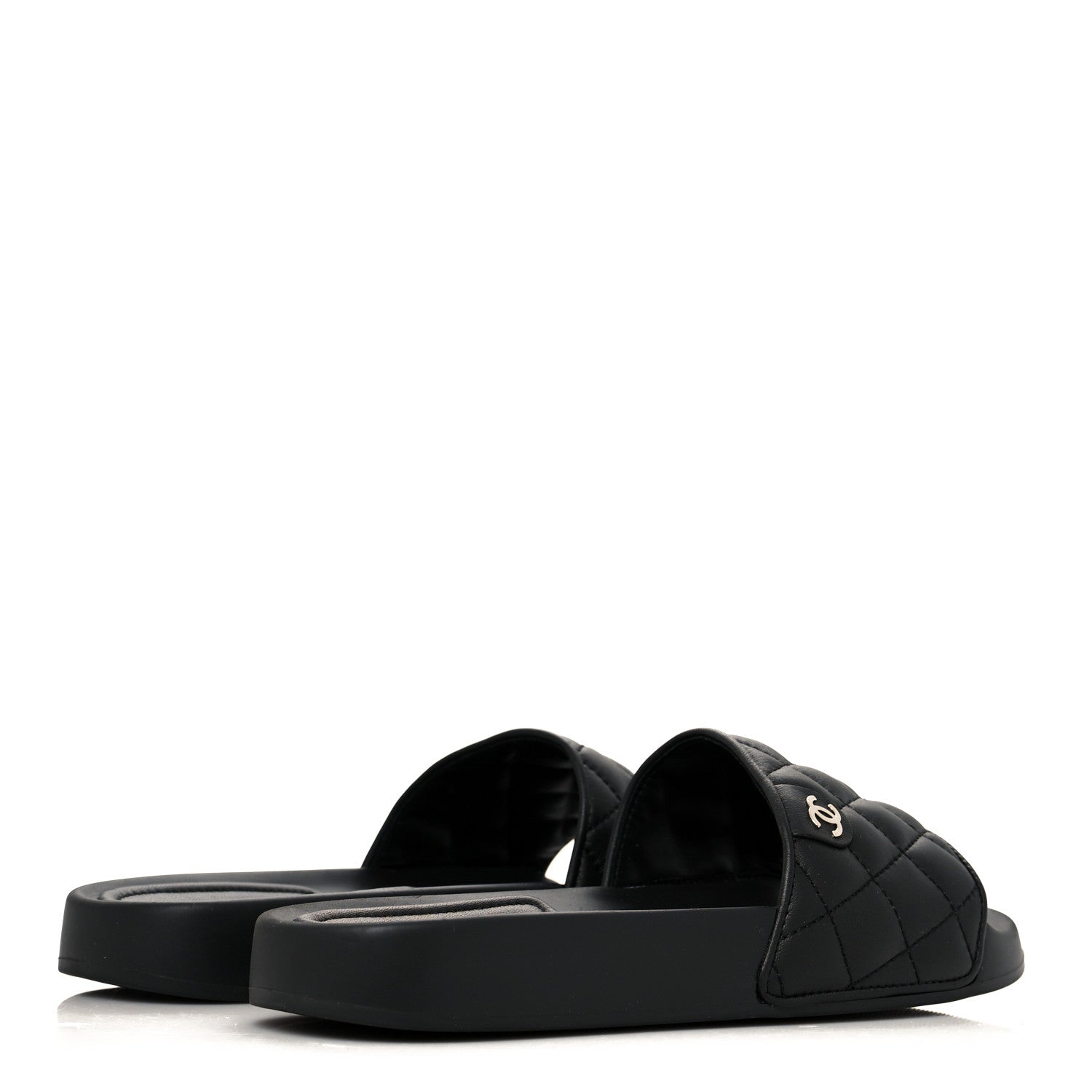 Chanel Lambskin Quilted CC Mules Sandals 37 Black 4 of 8