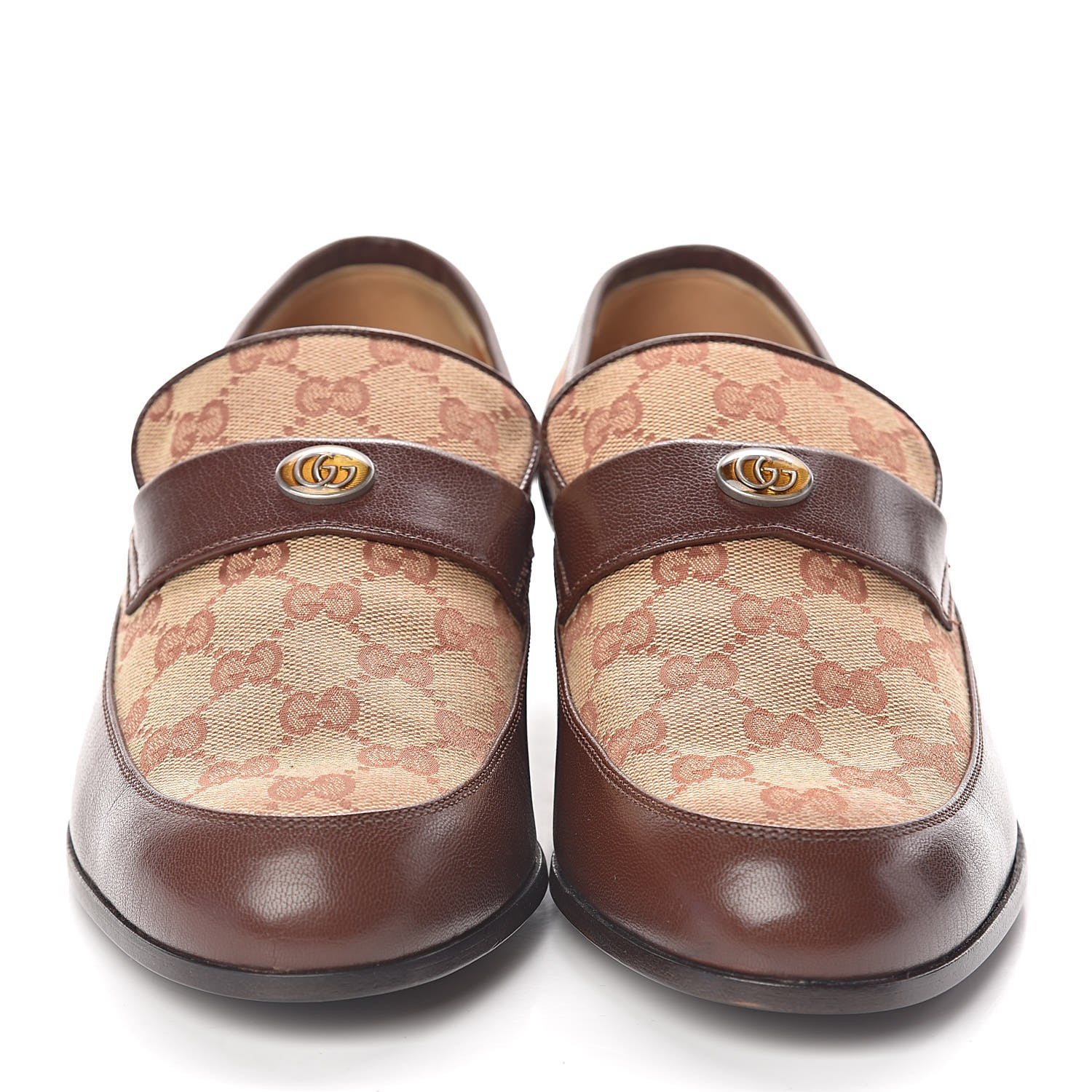 Gucci GG Monogram Goatskin Mens GG Loafers 8 Brown 2 of 9