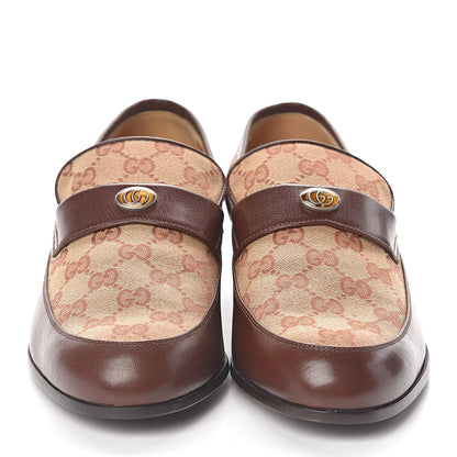 Gucci GG Monogram Goatskin Mens GG Loafers 8 Brown 2 of 9