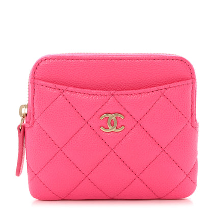 Chanel Caviar Quilted Zip Card Holder Wallet Pink 1 of 8