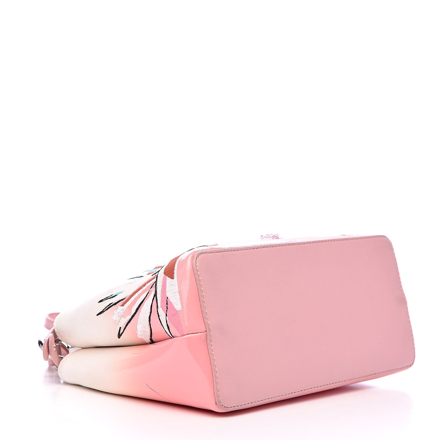 Nappa Canvas Patent Ombre Embroidered Bird Of Paradise Mini Peekaboo Iconic Satchel Pink