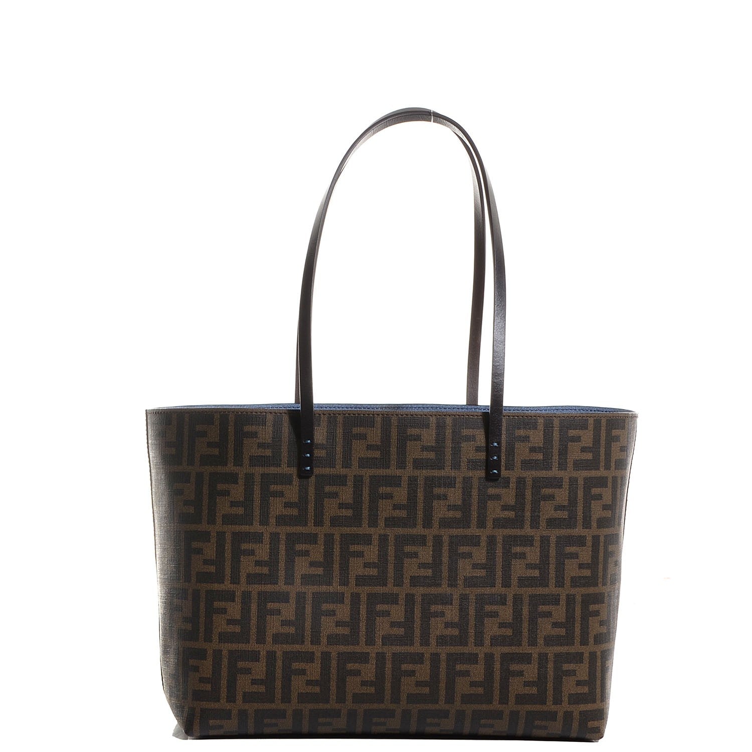 Fendi Zucca Spalmati Small Roll Tote Tobacco Blue 1 of 8