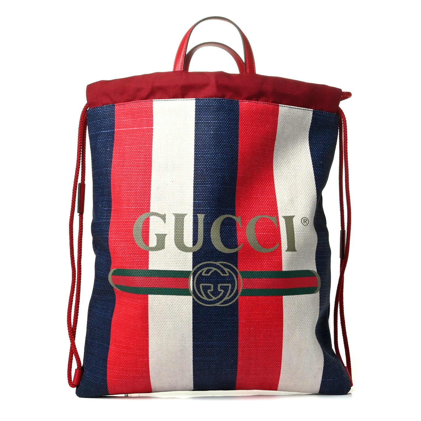 Canvas Logo Sylvie Stripe Drawstring Backpack Red
