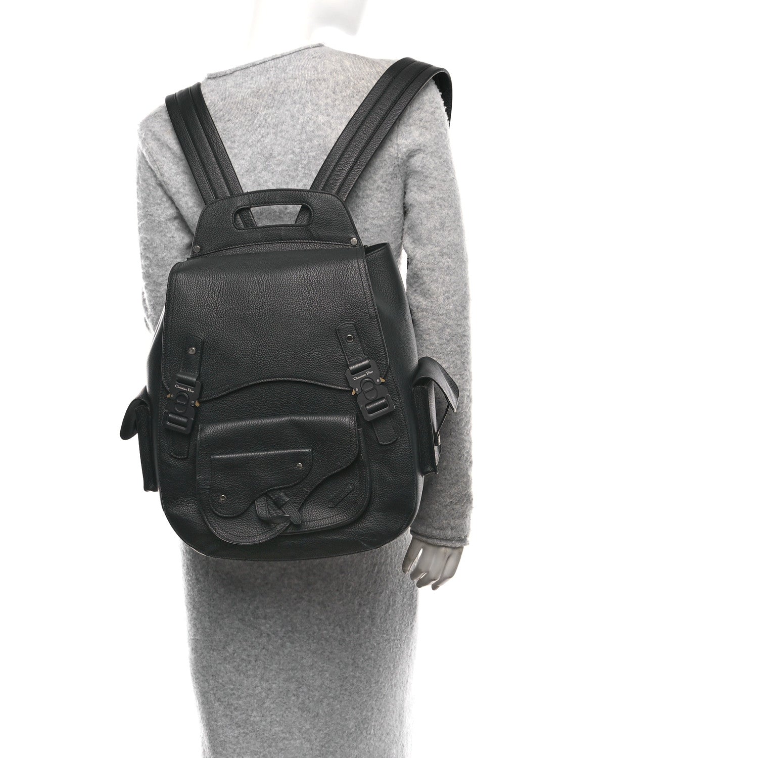 Christian Dior Grained Calfskin Maxi Gallop Backpack Black 2 of 12