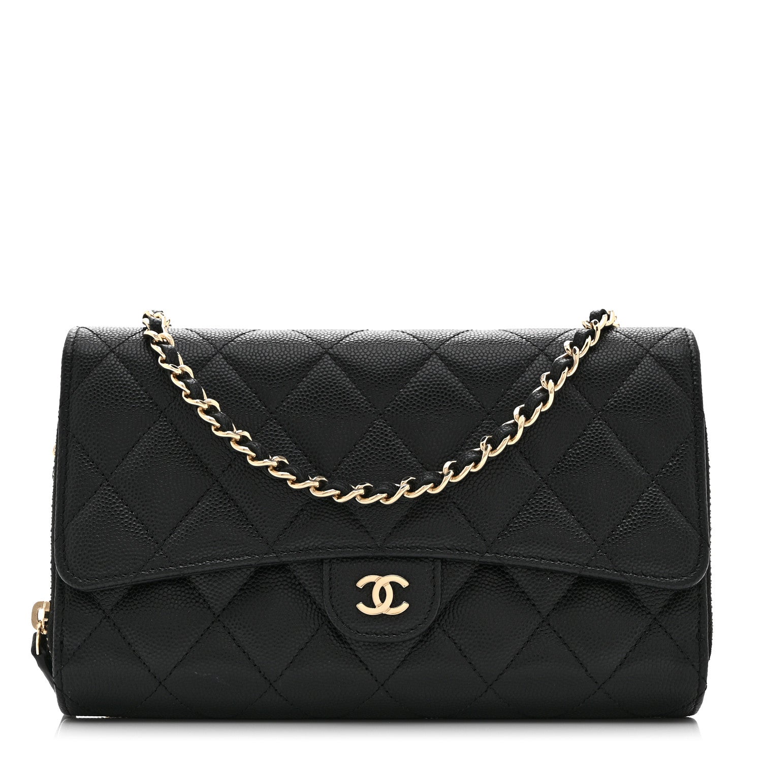 Chanel Caviar Quilted Phone Holder Wallet on Removable Chain Black 1 of 12