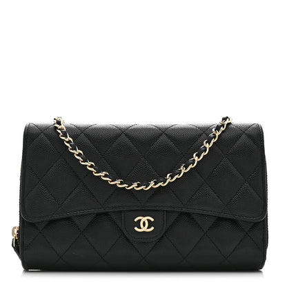 Chanel Caviar Quilted Phone Holder Wallet on Removable Chain Black 1 of 12