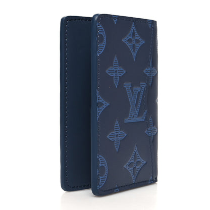 Louis Vuitton Calfskin Monogram Shadow Pocket Organizer Blue 3 of 8