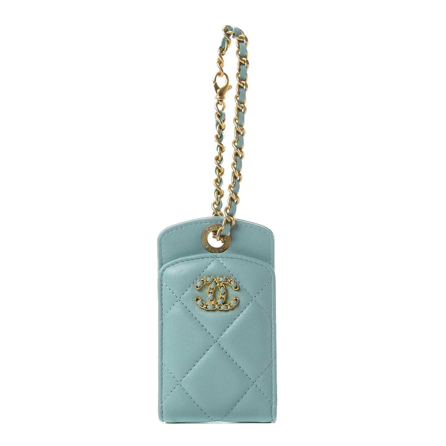Chanel Goatskin Quilted Chanel 19 Luggage Tag Light Blue 1 of 7