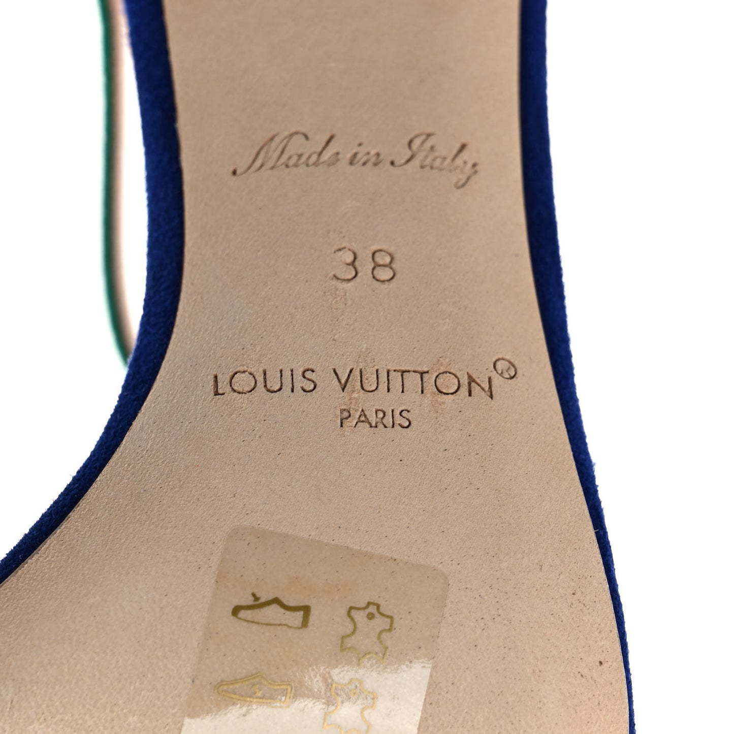 Suede Goatskin Blossom Sandals 38 Blue