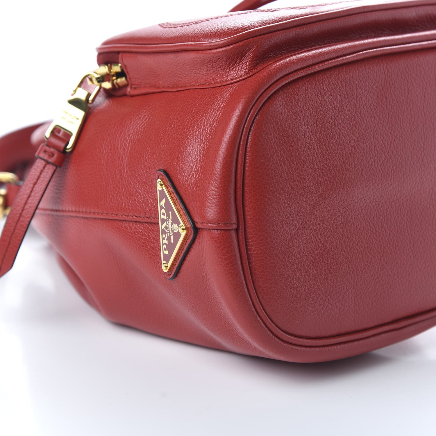 Prada Glace Calfskin Embossed Secchiello Bucket Bag Fuoco 7 of 10