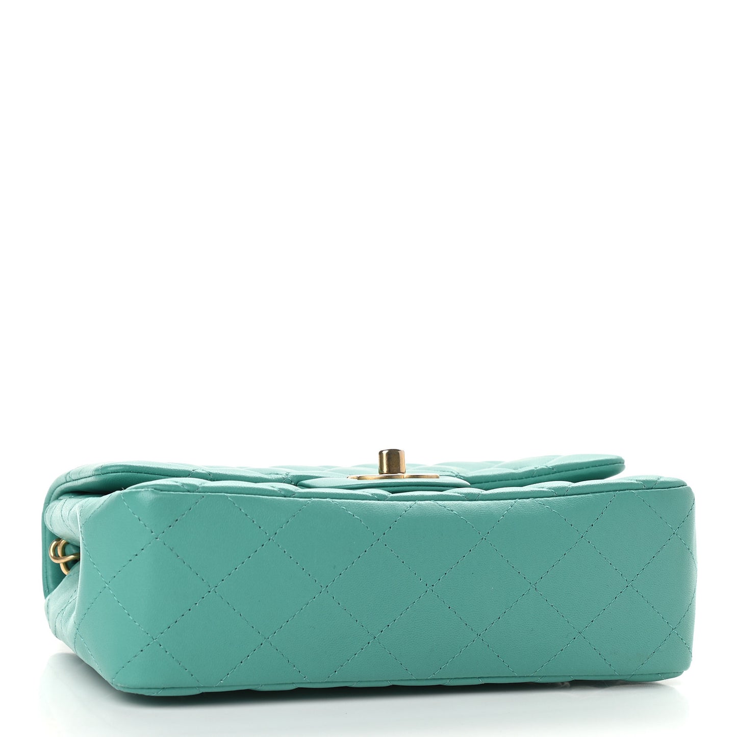Lambskin Quilted Mini Rectangular Flap Turquoise