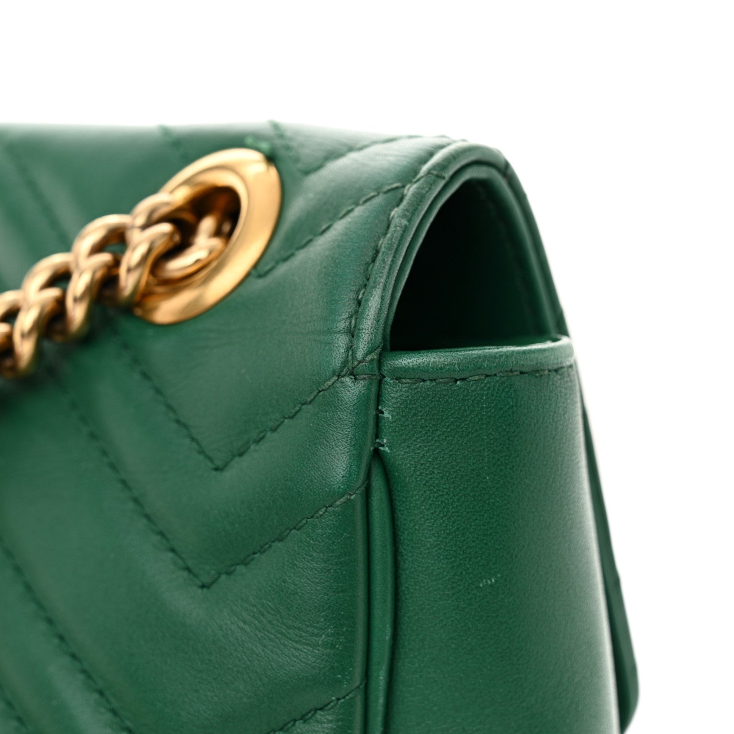Gucci Calfskin Matelasse Medium GG Marmont Shoulder Bag Emerald Green 16 of 18