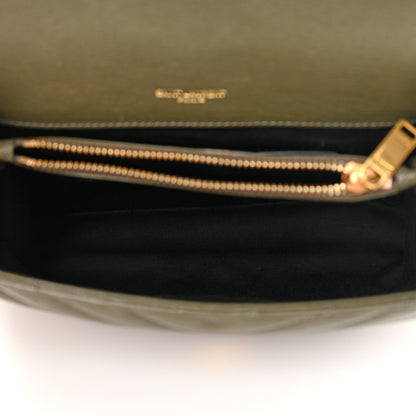 Saint Laurent Sheepskin Matelasse Chevron Monogram Medium College Bag Military Olive 5 of 14