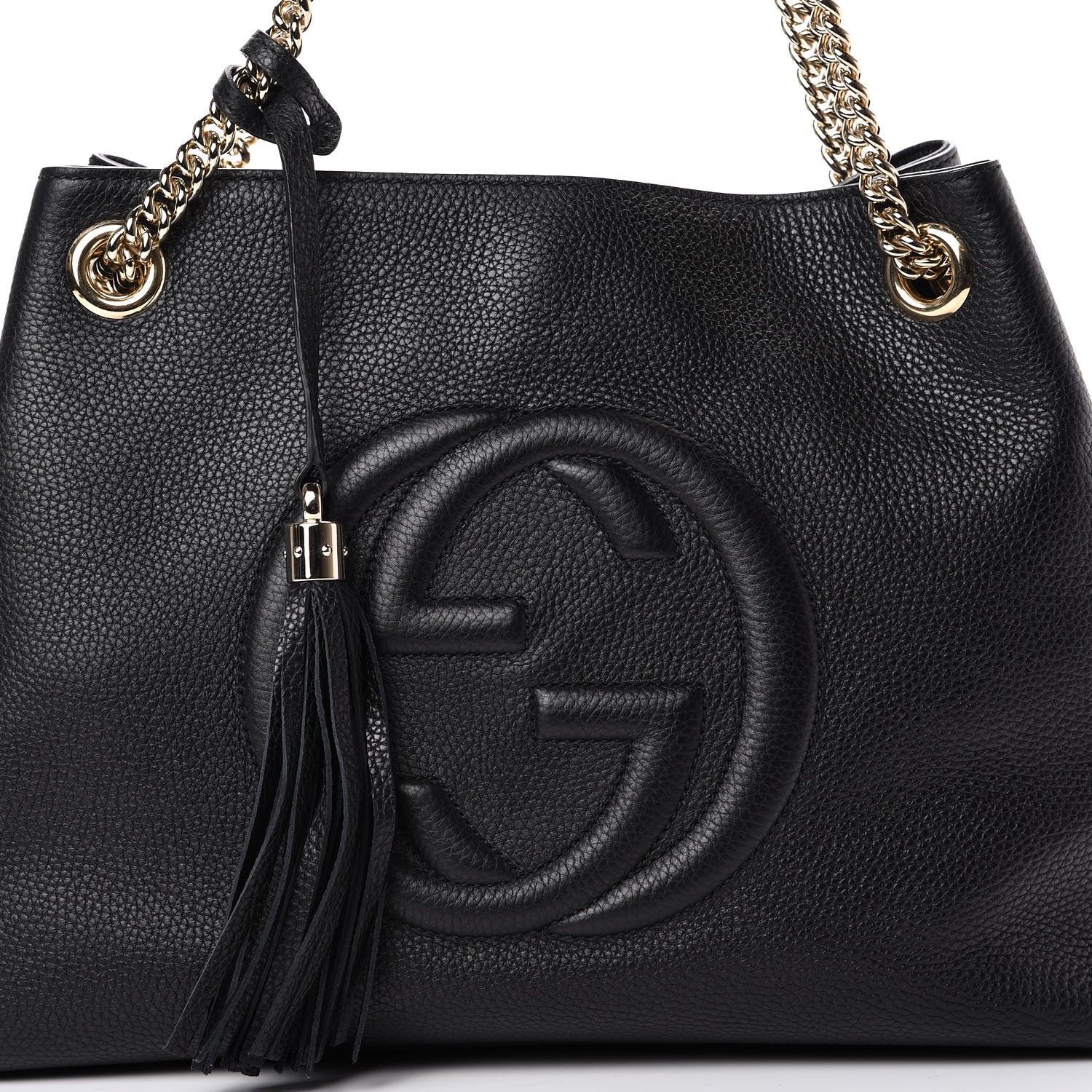 Gucci Pebbled Calfskin Medium Soho Chain Shoulder Bag Black 7 of 9