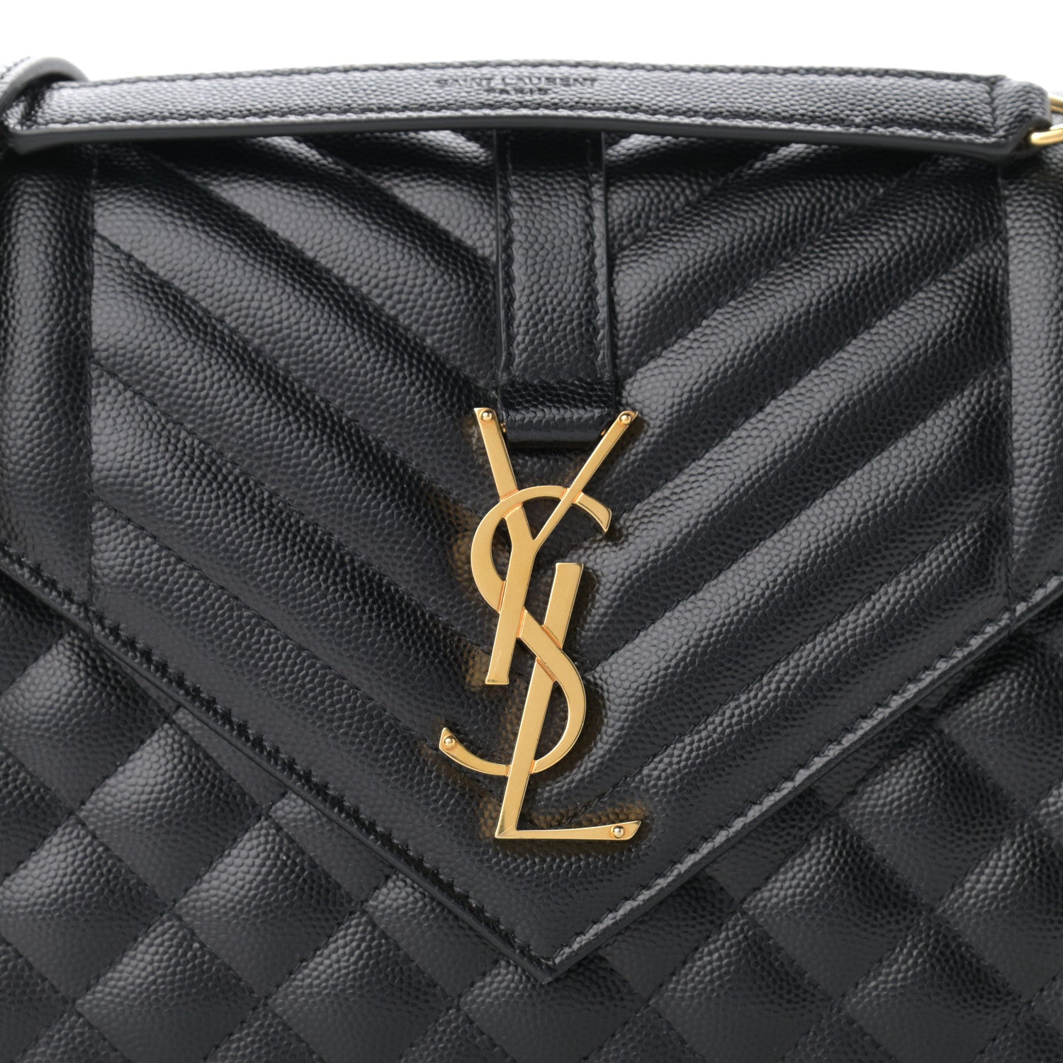 Saint Laurent Grain De Poudre Textured Mixed Matelasse Triquilt Medium Monogram Satchel Black 9 of 12