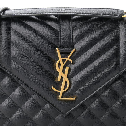 Saint Laurent Grain De Poudre Textured Mixed Matelasse Triquilt Medium Monogram Satchel Black 9 of 12