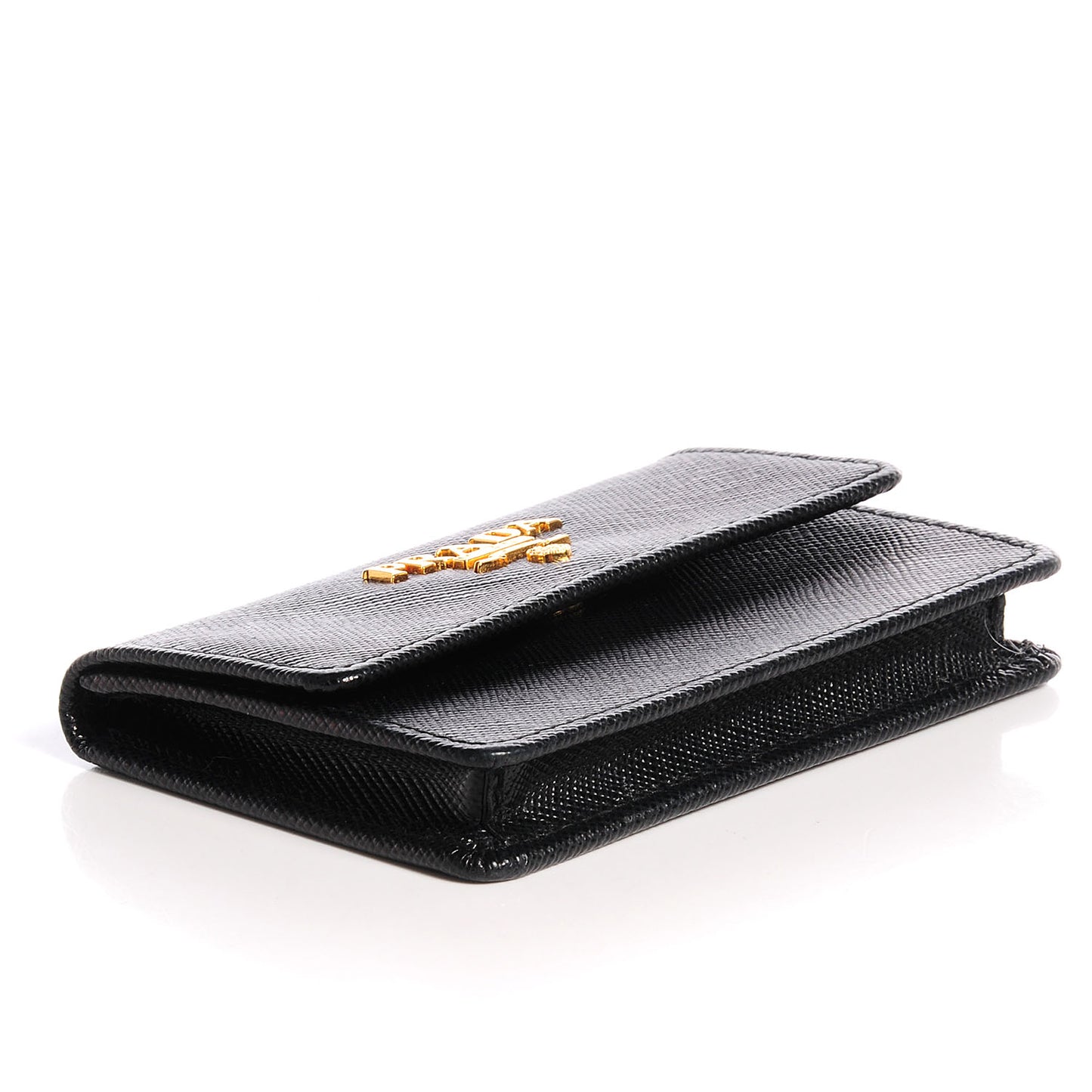 Saffiano Metal Flap Card Holder Black