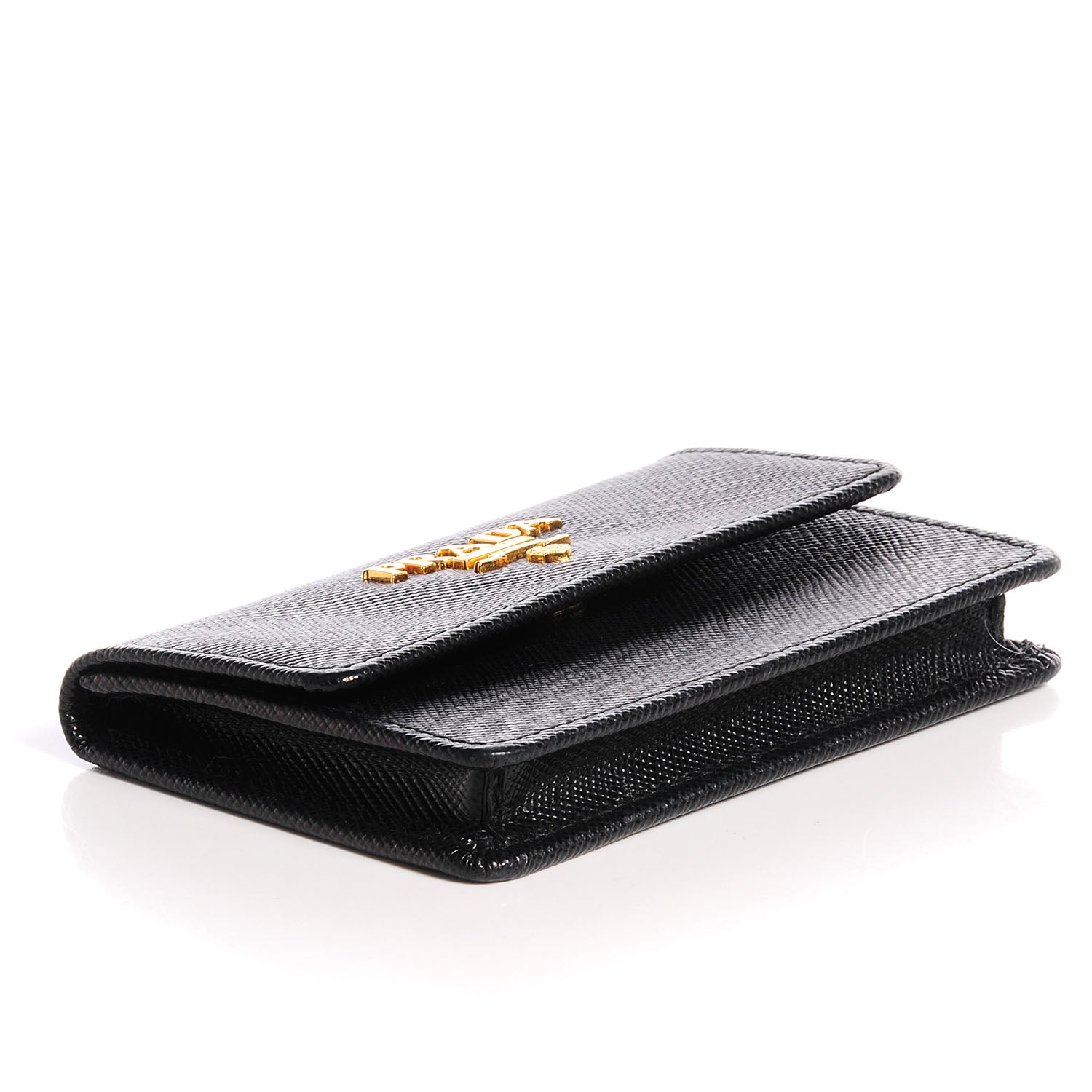 Prada Saffiano Metal Flap Card Holder Black 4 of 8