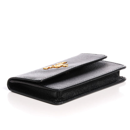 Prada Saffiano Metal Flap Card Holder Black 4 of 8