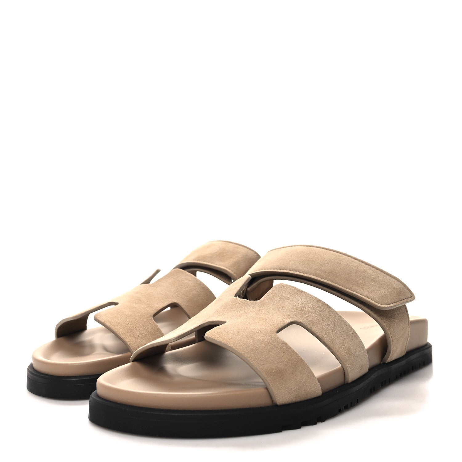 Hermes Suede Goatskin Womens Chypre Sandals 40 Beige Argile 3 of 10