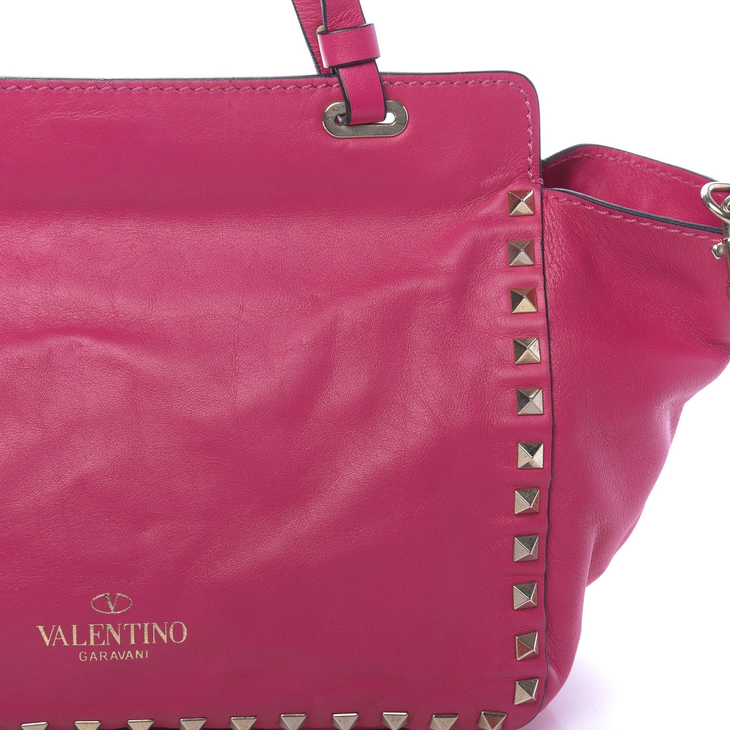 Valentino Garavani Vitello Small Rockstud Tote Deep Cyclamin 12 of 15