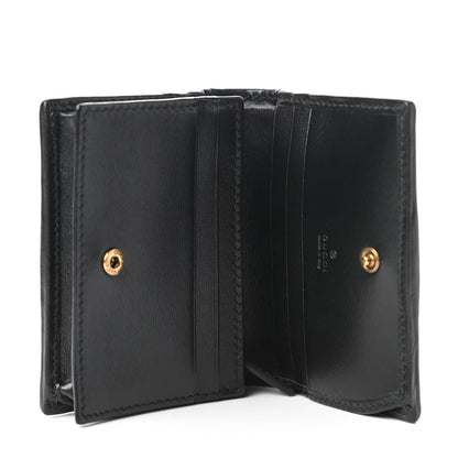 Gucci Calfskin Web Trapuntata GG Marmont Card Case Wallet Black 5 of 11
