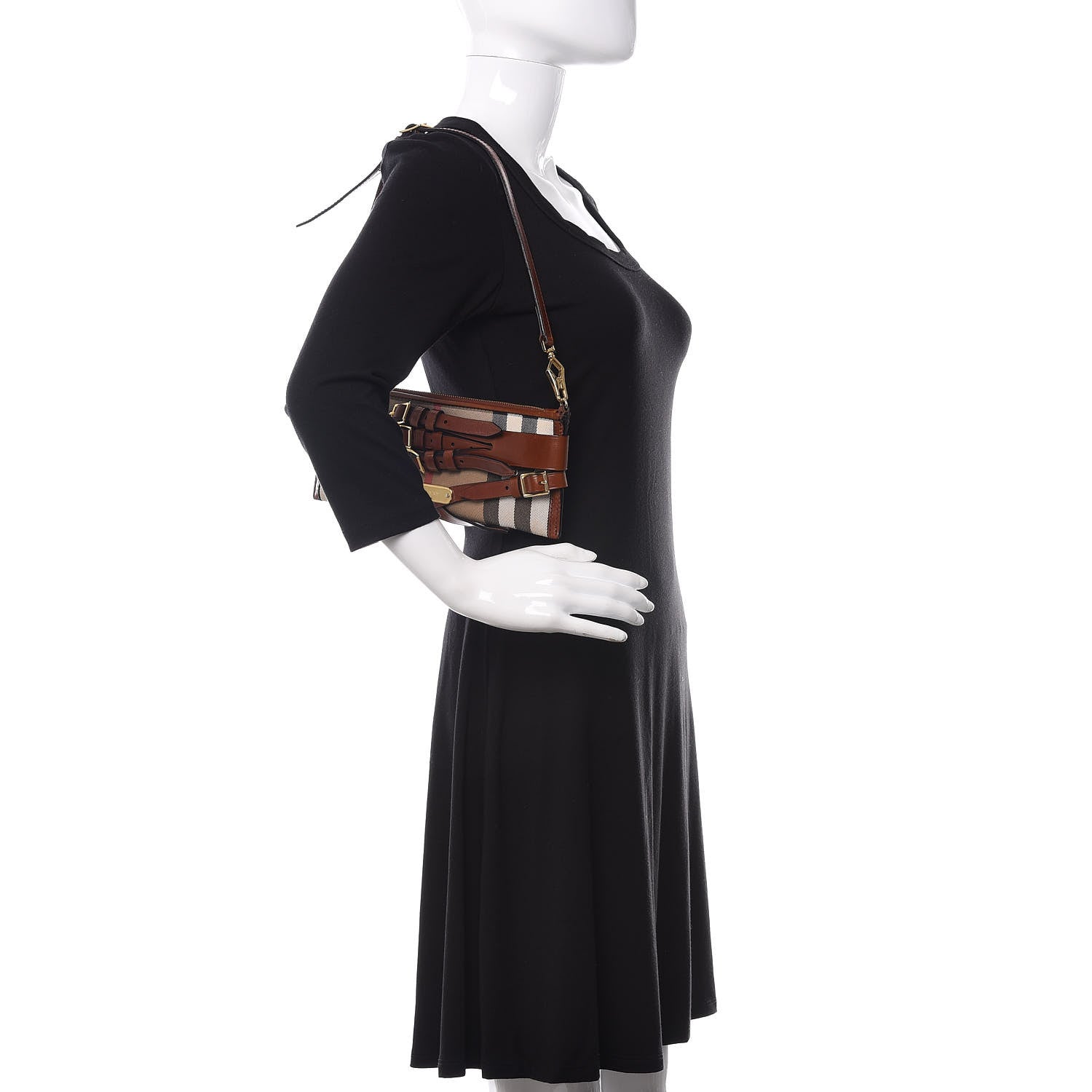Burberry House Check Bridle Calfskin Mini Parmoor Clutch Bag Dark Tan 2 of 11