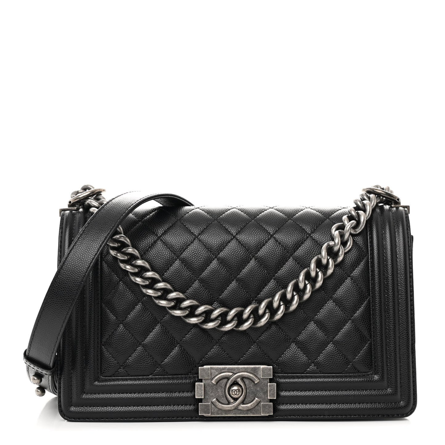 Caviar Quilted Medium Boy Flap Black