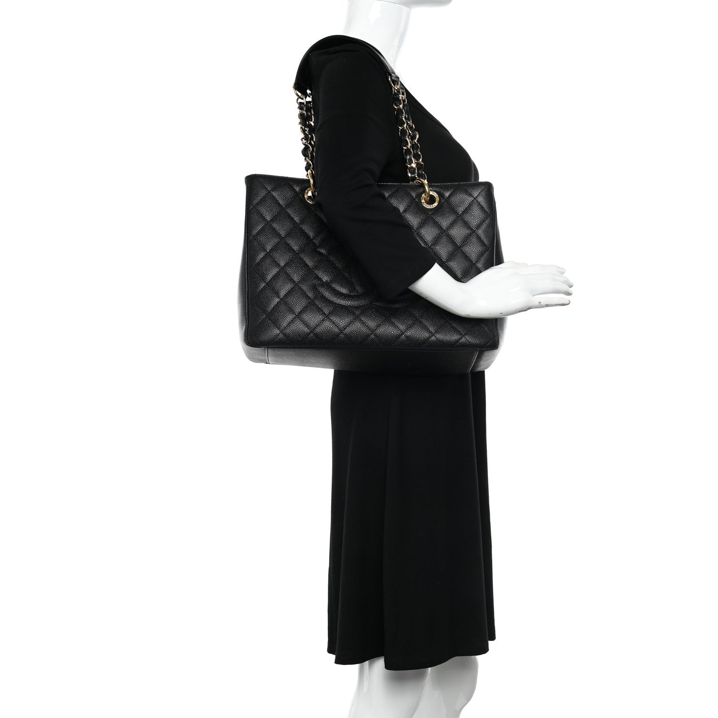 Caviar Quilted Grand Shopping Tote GST Black