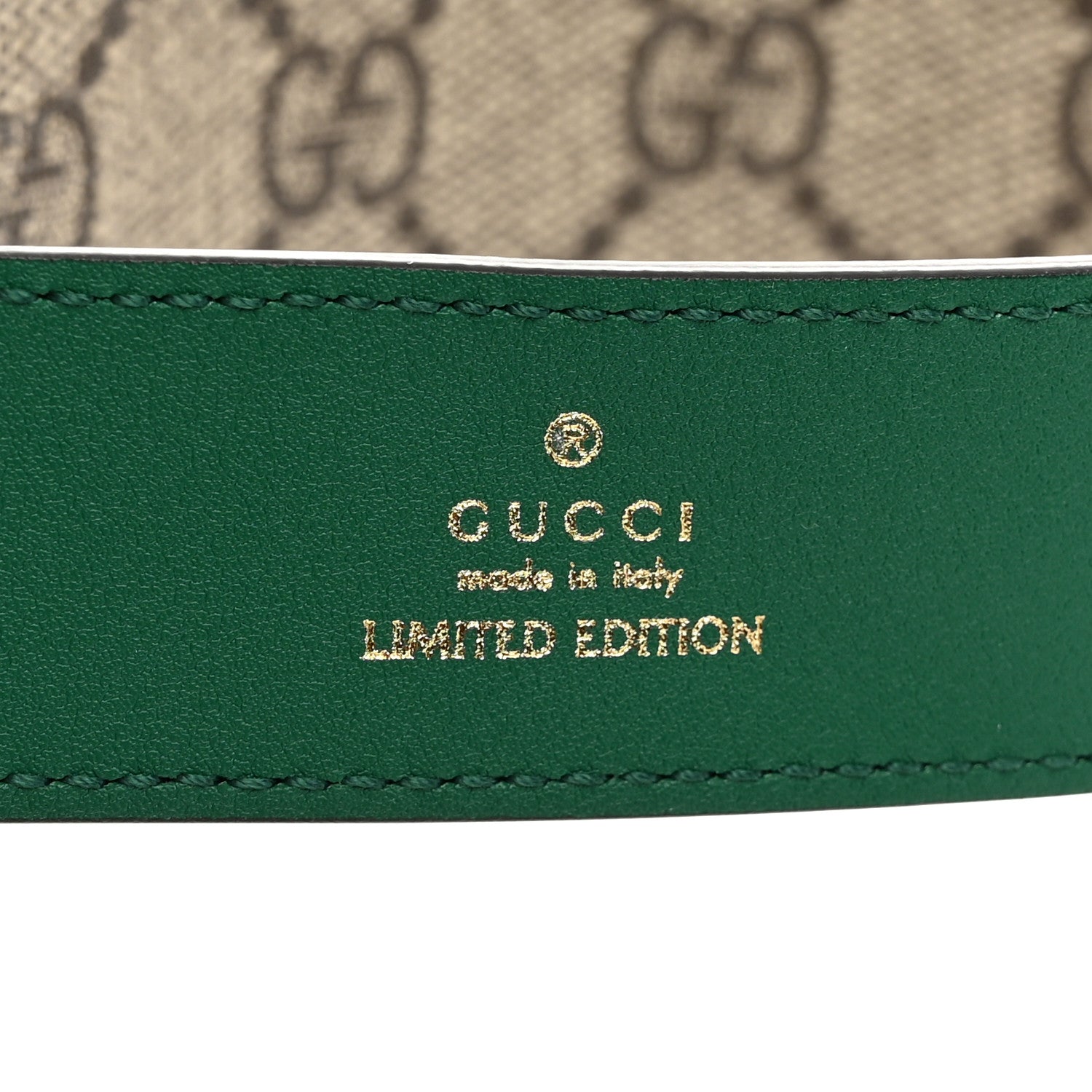 Gucci GG Supreme Monogram Anaconda Double G 30mm Belt 120 48 Ebony Emerald 4 of 7