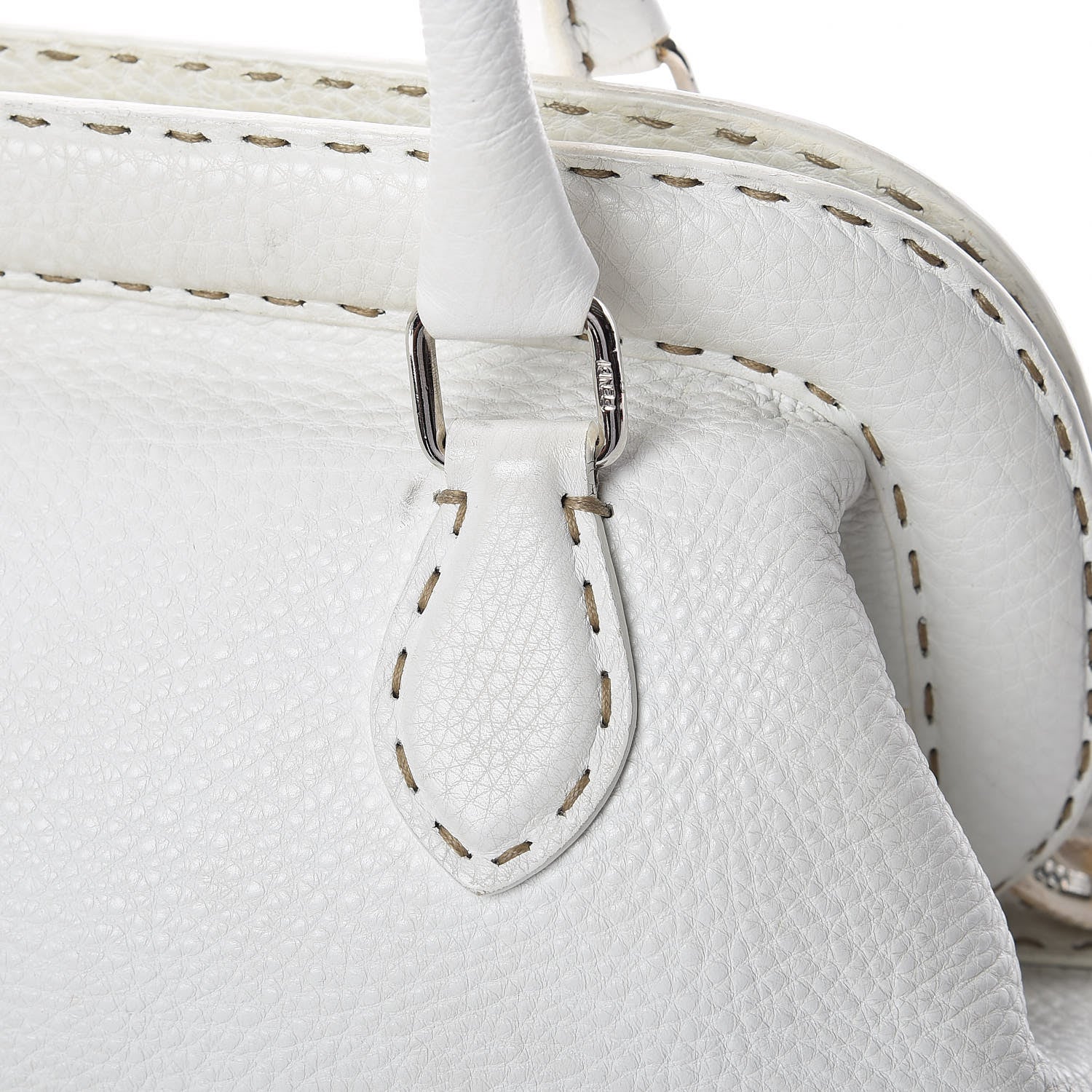Fendi Calfskin Romano Selleria Adele 1328 Bag White 36 of 38