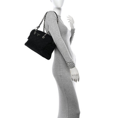 Prada Nylon Tessuto Impuntu Quilted Shoulder Bag Black 2 of 9