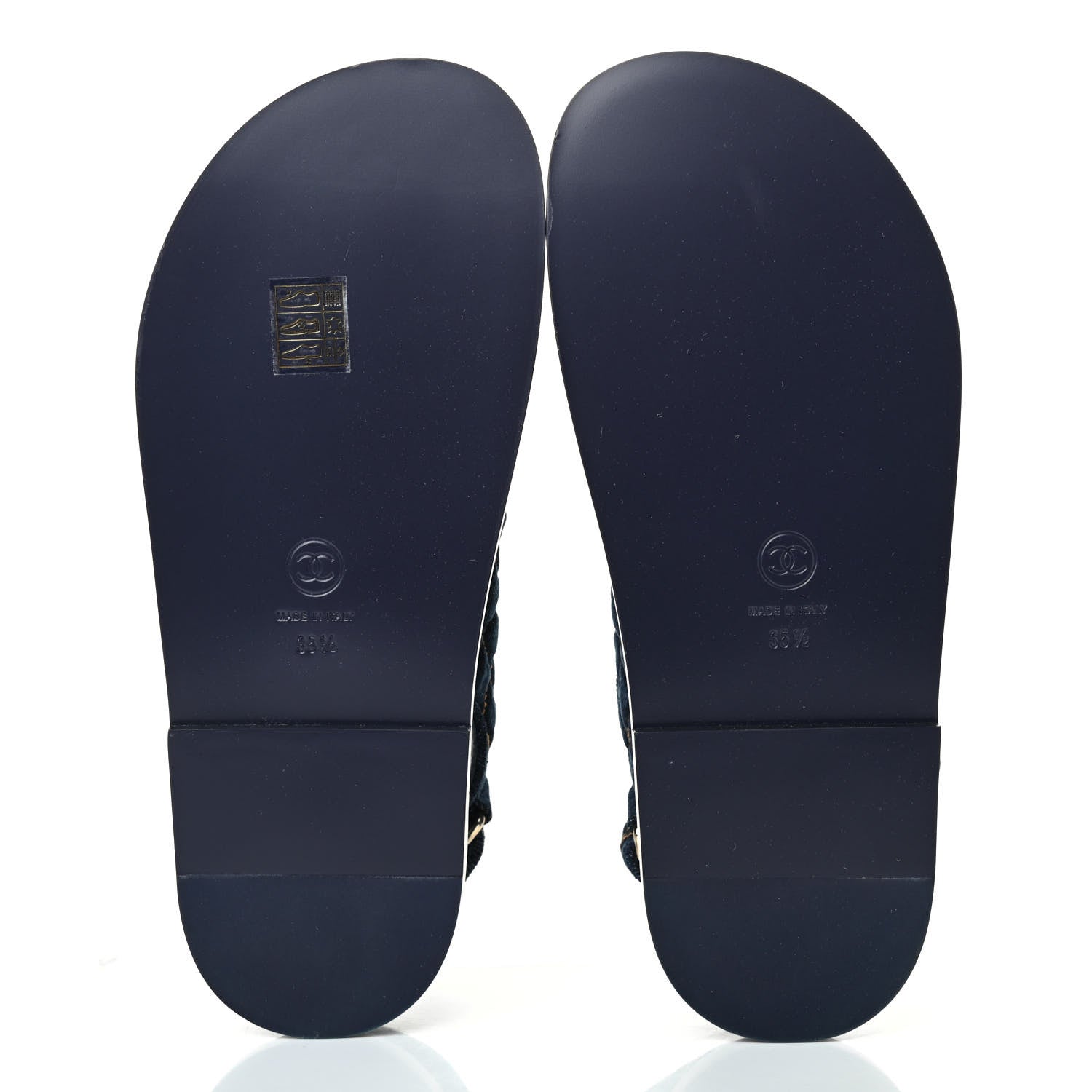 Chanel Denim Velcro Dad Sandals 35.5 Navy Blue 4 of 4