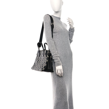 Burberry Goatskin Chain Print Medium Banner Tote Black 2 of 9