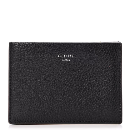 Celine Drummed Calfskin Gusset Card Holder Black 1 of 9