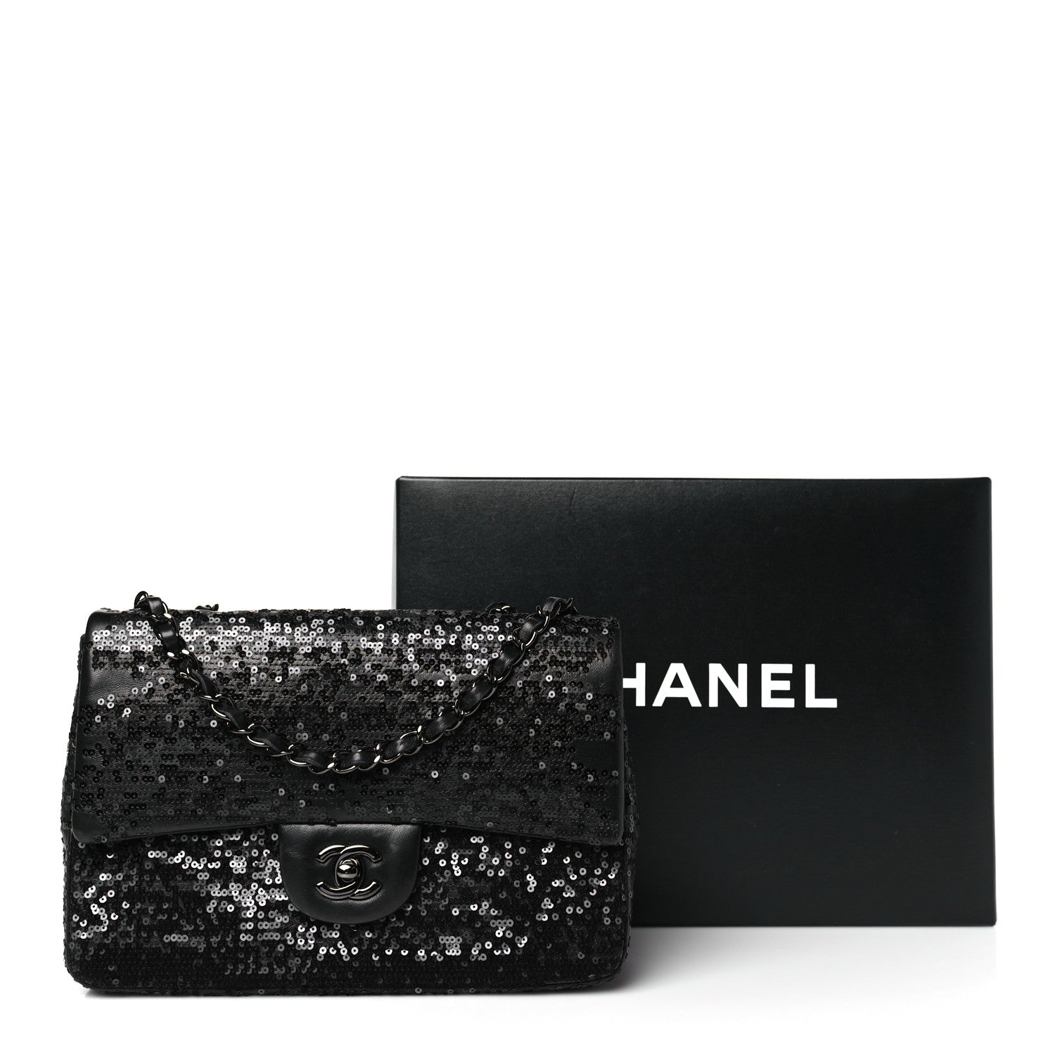 Chanel Sequin Lambskin Medium Moonlight on Water Flap Black 10 of 10