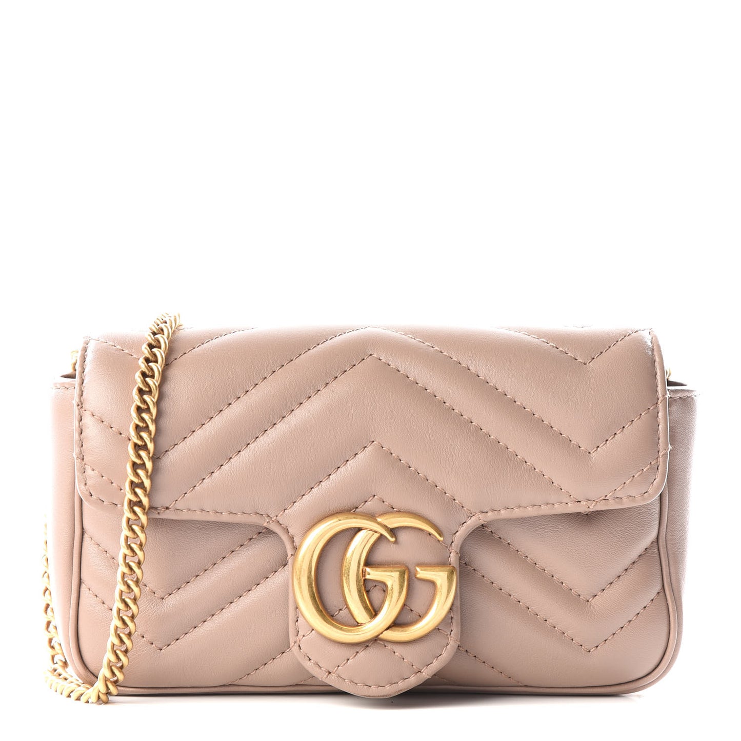 Calfskin Matelasse Super Mini GG Marmont Shoulder Bag Porcelain Rose