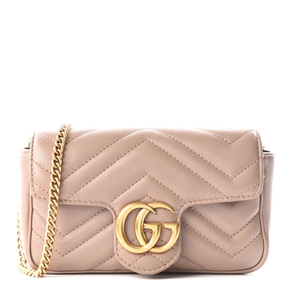 Gucci Calfskin Matelasse Super Mini GG Marmont Shoulder Bag Porcelain Rose 1 of 9