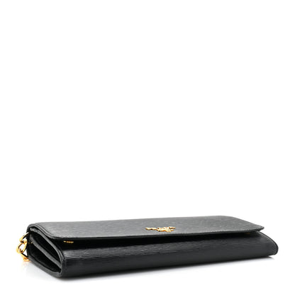 Prada Vitello Move Metal Oro Chain Wallet Black 4 of 11