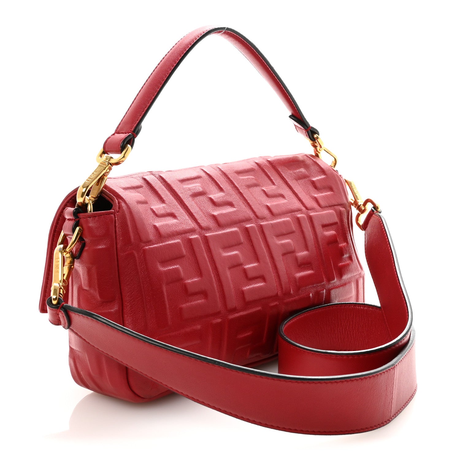 Fendi Nappa FF 1974 Embossed Baguette Fragola 4 of 10