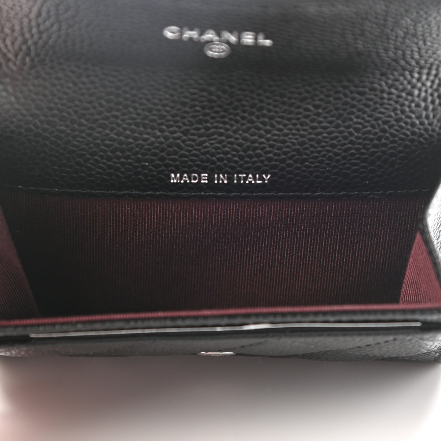 Caviar Quilted Flap Card Holder Wallet Black