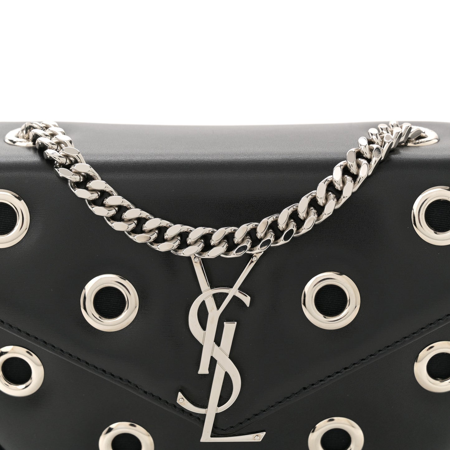 Box Calfskin Grommet Crossbody Bag Black