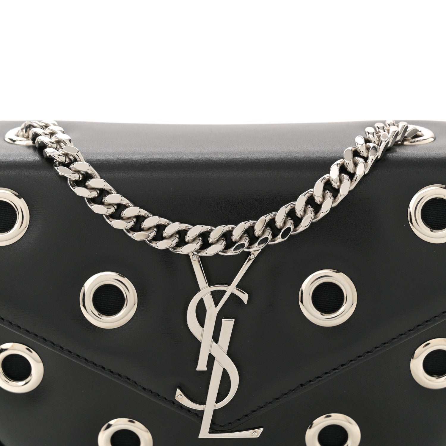 Saint Laurent Box Calfskin Grommet Crossbody Bag Black 8 of 11